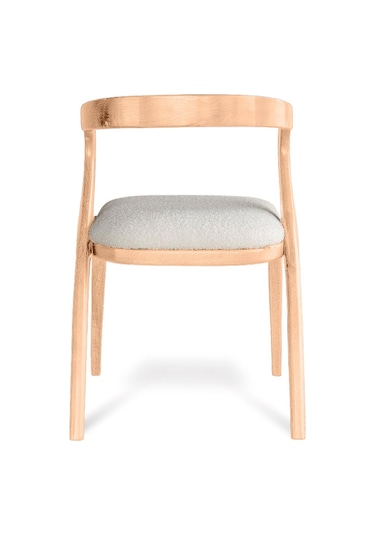 Akrep Beyaz Kumaş Natural Ahşap Sandalye