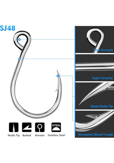 Vkemall Deniz Balıkçılığı İçin Yüksek Karbon Çelik Telli İğneler 4 Numaralı, 20 Adet Paket