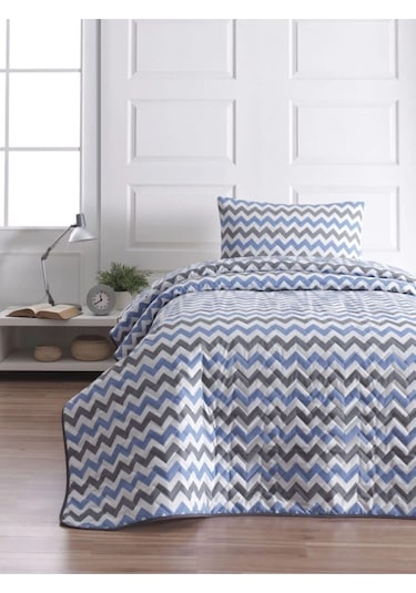 Suvay Kapitoneli Tek Kişilik Yatak Örtüsü Çift Taraflı Renkli Genç Ve Çocuk Odası Kapitone Yatak Örtüsü Mavi