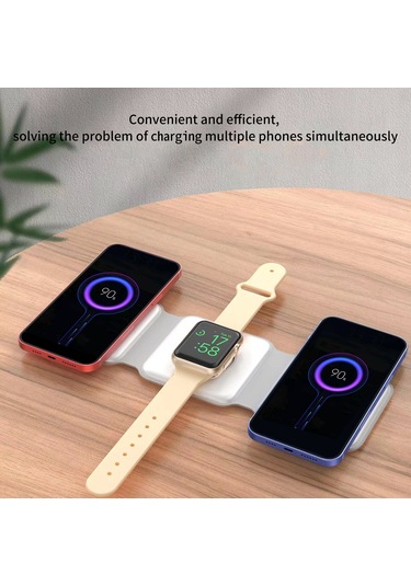 Maiyame 3'ü 1 Arada Şarj İstasyonu Kablosuz Şarj Cihazı Katlanabilir Stand