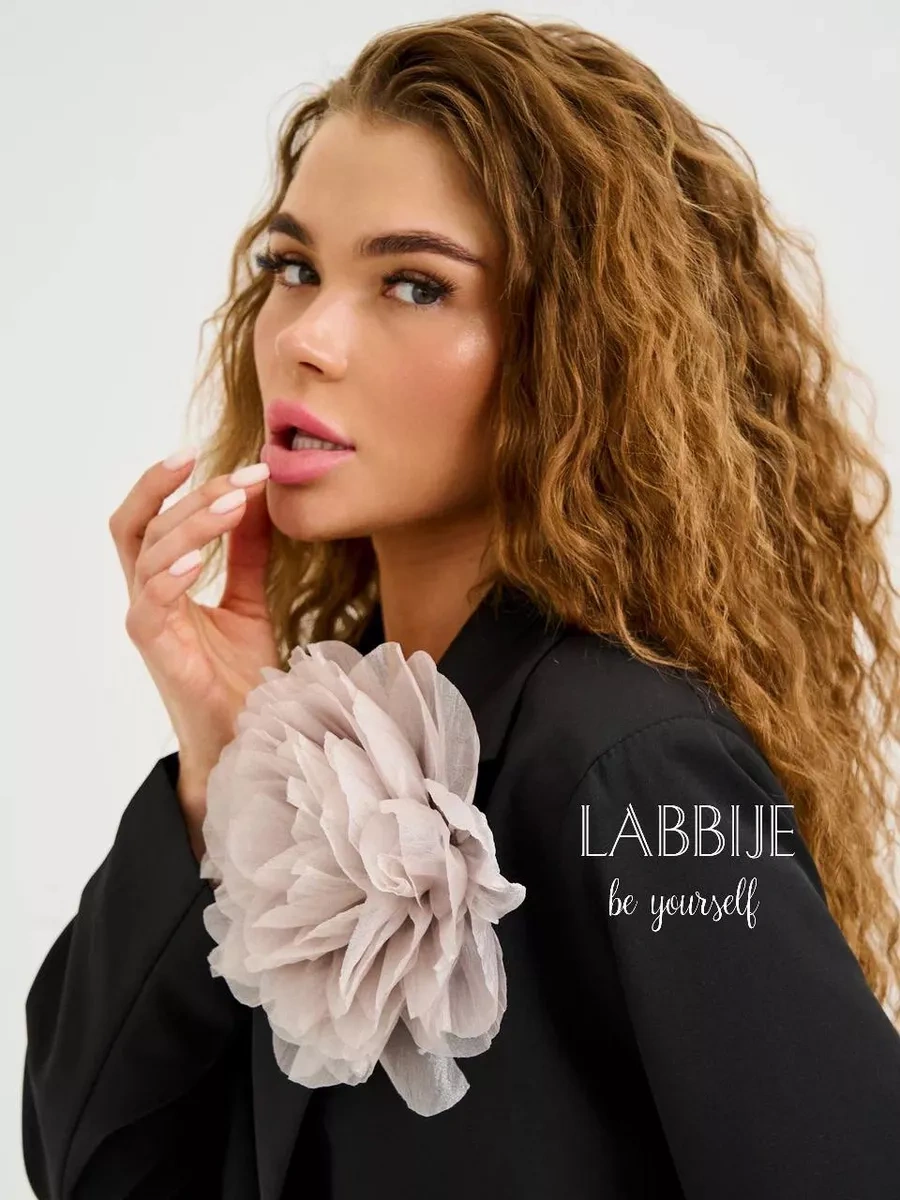 Labbıje Büyük Broş Kumaş Çiçek Fiyonk 216118725 Gri