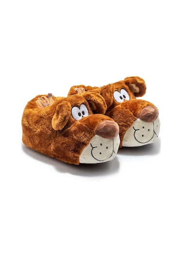 Twigy Fibert Kadın, Garson Boy Hayvanlı Panduf Kahverengi 36/41 AA0623