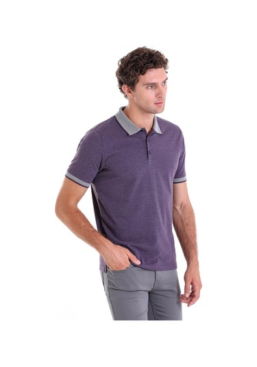 Hatemoğlu Mürdüm Regular Fit Düz Pamuklu Polo Yaka Tişört Mürdüm