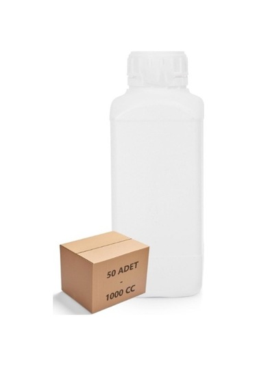 Numune Şişe Plastik Kare 1000 Ml. Kilit Kapaklı 50 Adet / Koli