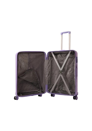 Mçs Bavul Büyük Ve Kabin 2li Set Kırılmaz Silikon Valiz V374 Lila Lila