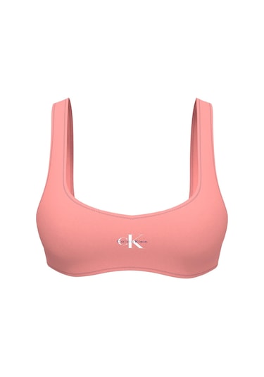 Calvin Klein Kadın Pembe Logo Detaylı Bralet Bikini Üstü-13576 Pembe