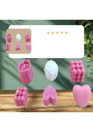 Doğal Yapım Kokulu 6 Lı Set Dekoratif Mum