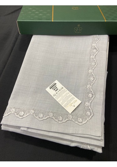 Azra Linen Kumaş Yemek Masa Örtüsü 160x220cm Gri