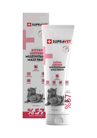 Supravet Hamile ve Yavru Kediler İçin Kalsiyum ve Taurinli Multi Vitamin Kedi Macunu 100 G