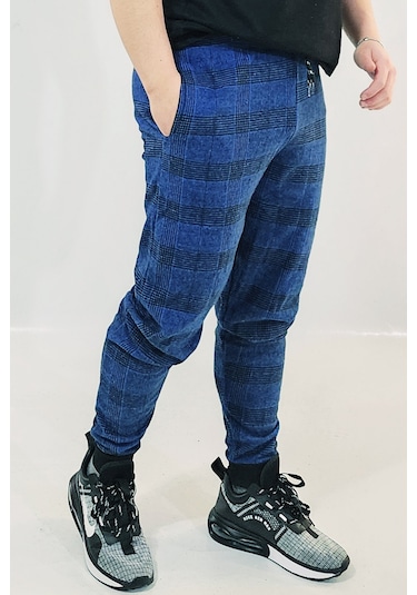 Wingetstar Ekose Manşetli Erkek Eşofman Altı Saks Mavisi