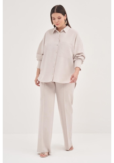 Cepli Keten Gömlek-1814 Taş