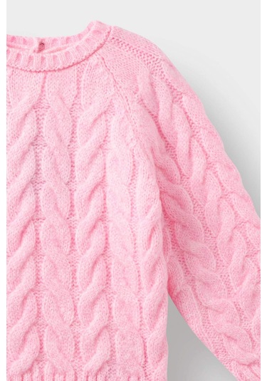 Defacto Kız Bebek Bisiklet Yaka Saç Örgülü Kazak D0354a525aupn633 Pembe