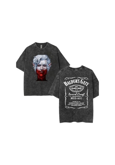 Dshztooma Baldurs Gate 3 Astarion Vintage Elf T-shirt - Erkek/kadın Rahat Yıkama Y2k Tshirtgreen Green