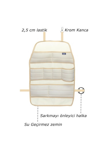 Bod Ecolux Serisi Taytüyü Araba Oto Koltuk Arkası Eşya Düzenleyici Araç İçi Organizer Bej