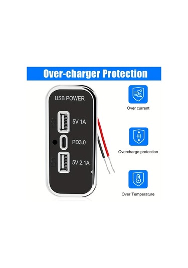 Xuweiwei Rv 12v Usb Cikisi 3 Portlu Dual Usb A Ve 3 1a Type C Pd Qc 3 0 Super Hizli Sarj Adaptoru Dıy Kit 2 Set Araç Deniz Aracı Kamyonet Golf Arabası Için