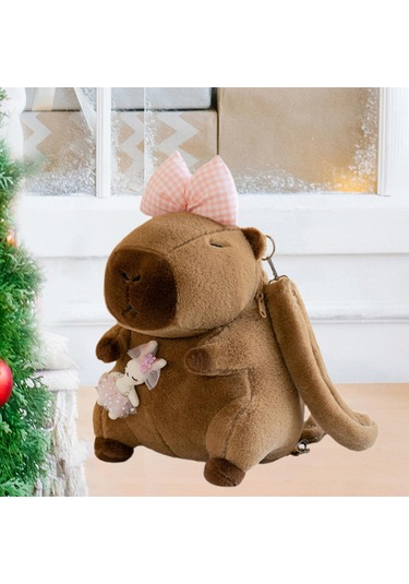 Suntek Capybara Sırt Çantası Günlük Sevimli Omuz Pembe Fiyonk