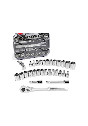 Workpro Wp202525 30 Parça 1/2 Cr-v Metrik/inç Profesyonel Lokma Takımı Fr Wp202525