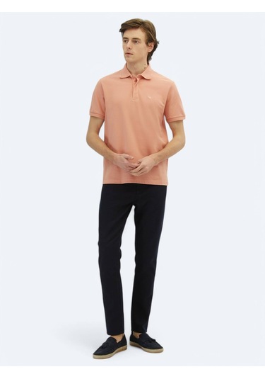 Somon Düz Polo Yaka %100 Pamuk T-shirt Somon