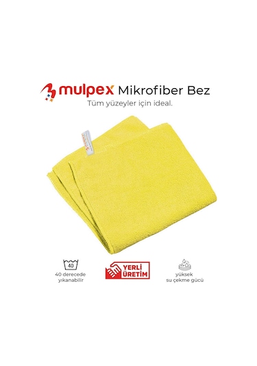 Mulpex Mikrofiber Genel Temizlik Bezi Sarı 40 x 40 CM 400 Adet