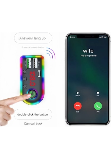 F12 Evrensel Çift Usb Araç Şarj Cihazı İle Fm Verici Bluetooth Araba Mp3 Çalar