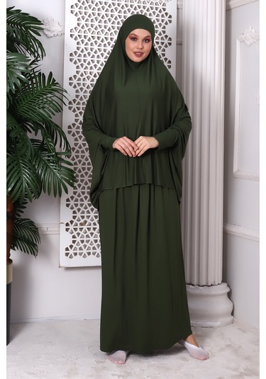 2 Parça Pratik Namaz Elbisesi 8016 Haki