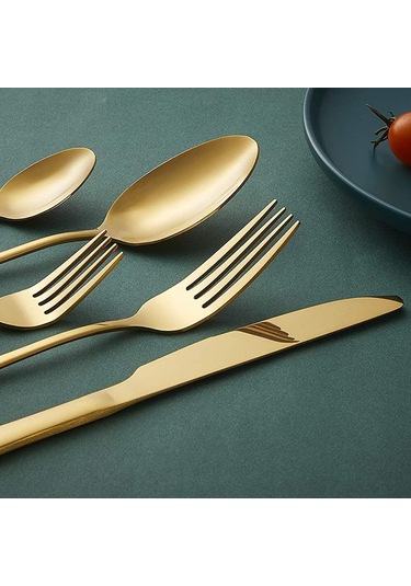 Shineyee 410 Paslanmaz Çelik Gümüşleme Yemek Ütensili Seti, Siyah 5'li Paket, Akşam Yemeği Bıçağı Kaşık Çatal, Dayanıklı Ve Zırhlı, Hediye İçin Uygun Diğer