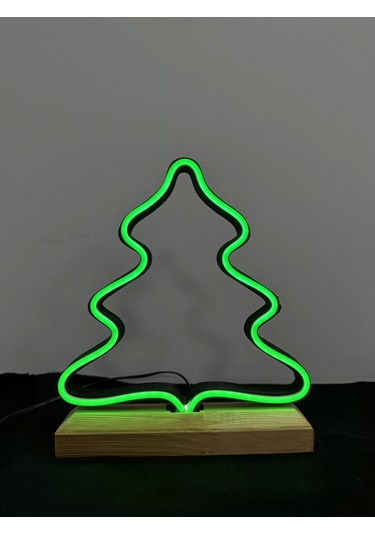 Ağaç Figürlü Yeşil Neon Gece Lambası Çok Renkli