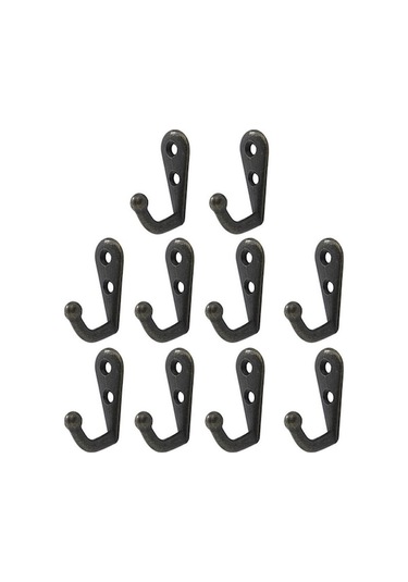 Cbtx 10 Adet Duvara Monte Retro Çinko Alaşım Ev Havlu Ceket Çanta Şapka Askı 2 Vida Delikli - Siyah Siyah