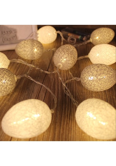 Sones Pil İle Çalışan 1.8m 10 Led Pamuk İplik Renkli Yumurta Lamba Dizisi Paskalya Tatil Partisi Ev Dekoratif Işık Gri Diğer