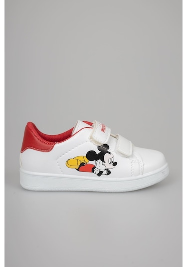GİMER - Baskılı Beyaz Garnisi Kırmızı Çocuk Ayakkabı - MİA120 Beyaz