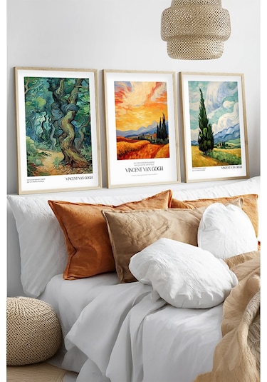 Huhuli Ahşap Çerçeveli Vincent Van Gogh Tablo Seti Huhu528