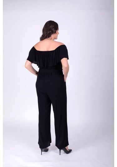 Myline Kadın Düşük Omuzlu Tulum 34397 Siyah