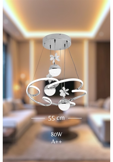 Ey Shop Krom 3 Lü Toplu Cloud 3 Renk Byz&sarı&günış Led Avize