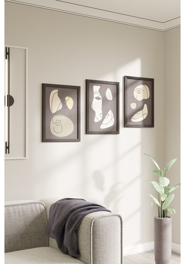 Ahşap Çerçeveli Dekoratif 3'lü Ahşap Tablo