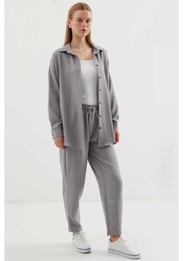 Gabria Keten Ön Düğmeli Takım Gri