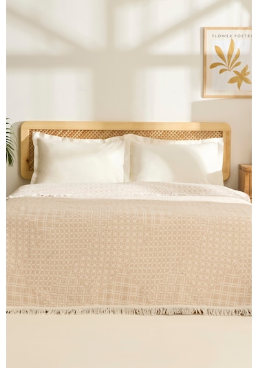 Kaşmir Home Favlo Çift Kişilik Jakar Muslin Pike Bej Bej