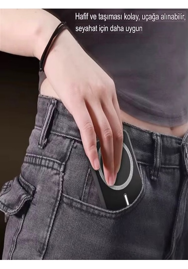 20w Hızlı Şarj Magsafe Powerbank 5000mah Taşınabilir Şarj Cihazı Type-c Giriş/çıkış Siyah