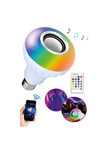 Bluetooth Hoparlör Akıllı Rgb Led Ampul Müzikli Lamba Ses Bombası