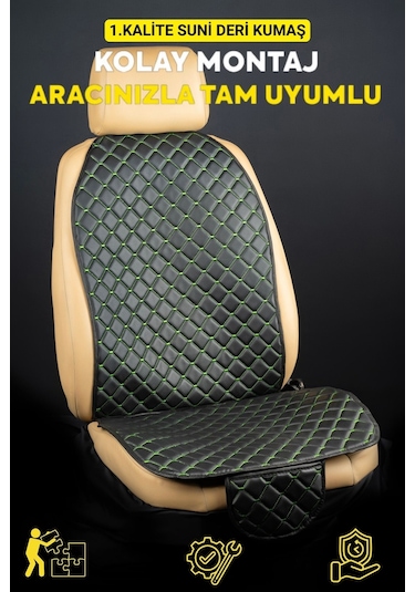 Deri-vinil Oto Minder Seti Yeşil 7 Parça