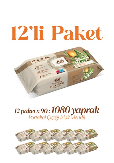 Fibril Portakal Çiçeği Kokulu Islak Mendil 12x90 Pk 1080 Yaprak