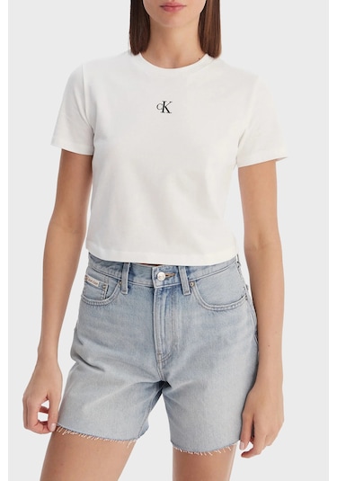 Calvin Klein Bayan T Shirt Lv047ab213 Yaf Beyaz BEYAZ