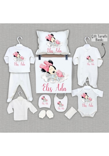 Bebeqon Ekru Kız Bebek İsme Özel 11'li Organik Hastane Çıkışı Ekru