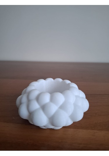 İkili Bubble Tealight Mumluk Beyaz