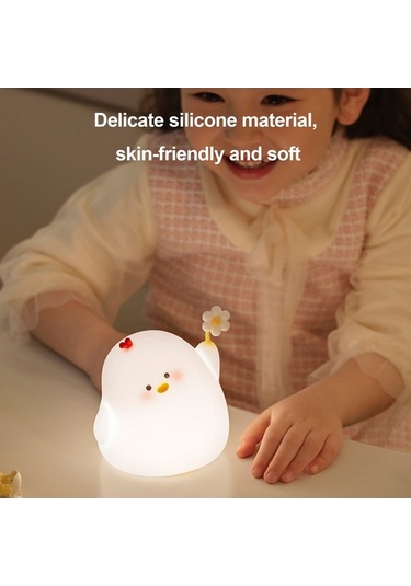 Moe Tavuk Pat Işık Yatak Odası Yumuşak Işık Bebek Besleme Göz Koruma Gece Lambası Oda Başucu Dekoru Beyaz