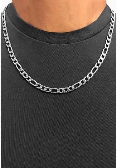 Figaro Erkek Paslanmaz Çelik Kolye Zincir Kalın 8Mm Eck19K (417464403) Beyaz