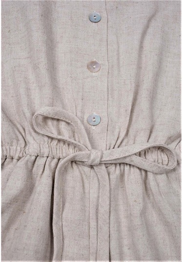 Cigit Sarh Keten Kolsuz Tulum 2-6 Naturel Beyaz