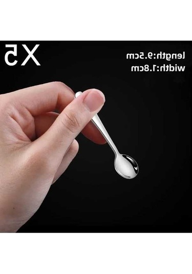 Didadodo 5'li Paslanmaz Çelik Kompakt Kahve Kaşığı Seti - Şık Ve Dayanıklı Gümüş Renkli Gümüş