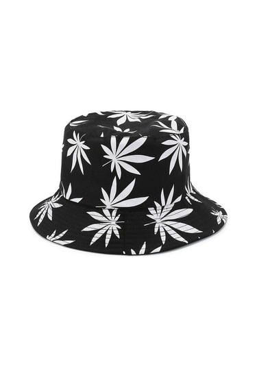 2 Plaj Eğlencesi Akçaağaç Yaprağı Baskılı Güneş Şapkası Ycggje Kahverengi - Siyah