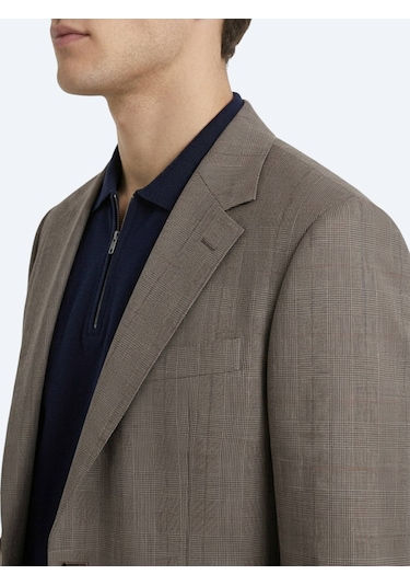 Kip Vizon Çizgili Modern Fit İpek Karışımlı Takım Elbise