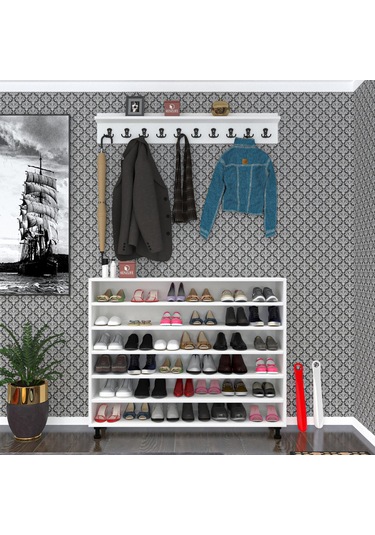 Kenzlife Portmanto Ayakkabılık Ve Askılık Sandal6 Crdbyz 98 120 32 Otuzaltı Çift Ayakkabı Kapasitesi